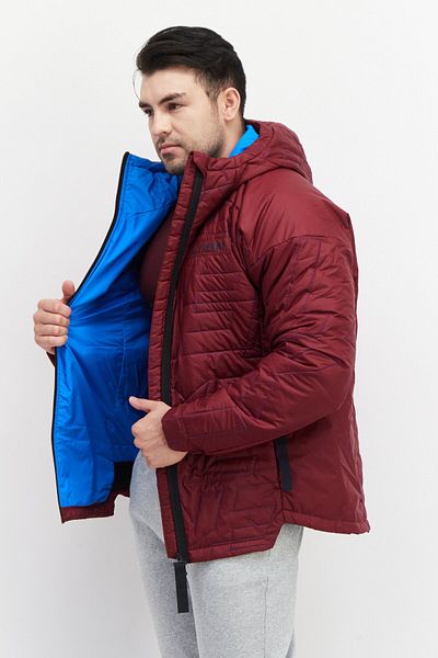 adidas Men Sportswear Fit Terrex Primaloft Hooded Padded Hiking Jacket, Maroon