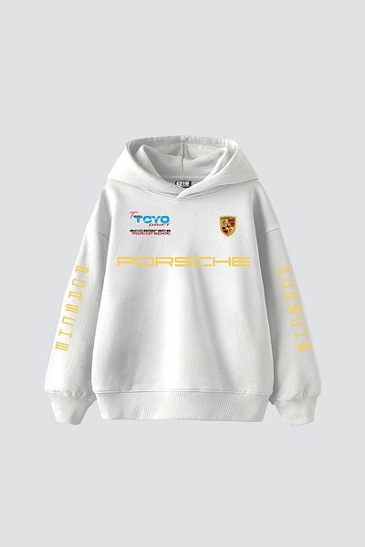 Sekizbiraltı Racing Motorsport Printed Oversize Unisex Premium White Hoodie