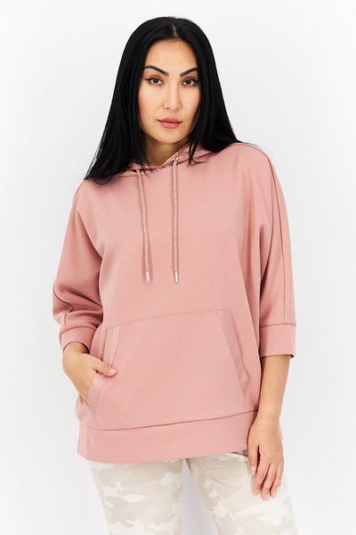 comma Women Hooded Long Sleeve Plain Sweatshirt, Blush
