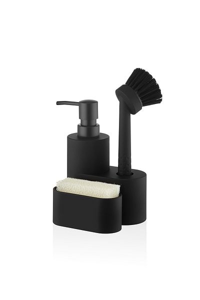 The Mia Black Round Liquid Soap Dispenser Set