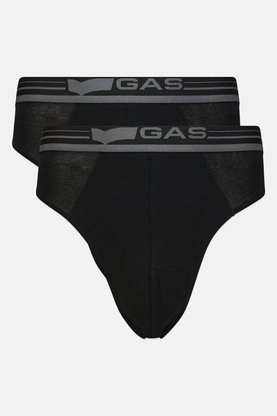 GAS Men 2 Pieces Brand Logo Pull On Brief, Black