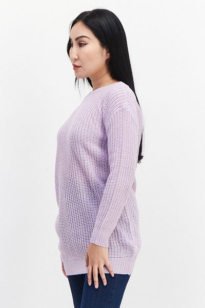 BOOHOO Women Boat Neck Knitted Sweater, Lilac