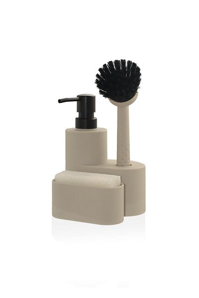 The Mia Beige Colored Round Liquid Soap Dispenser Set