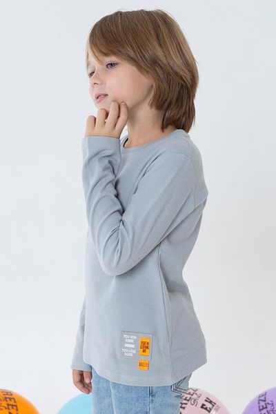 Breeze Boy's Long Sleeve T-Shirt with Emblem 7-11 Years, Light Gray