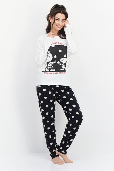 PEANUTS Women Snoopy Print Pajama Set, White