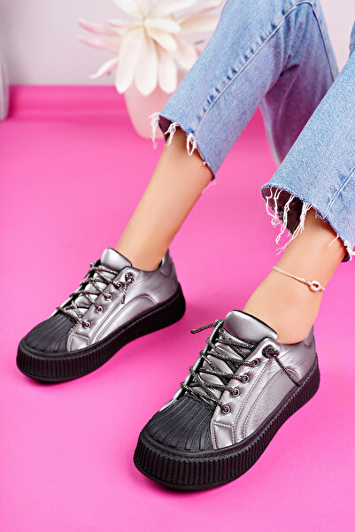 Yazın Ayakkabıları PLATİN PARAŞÜT KUMAŞ TAŞLI BAĞCIKLI ORTOPEDİK TABANLI SNEAKER