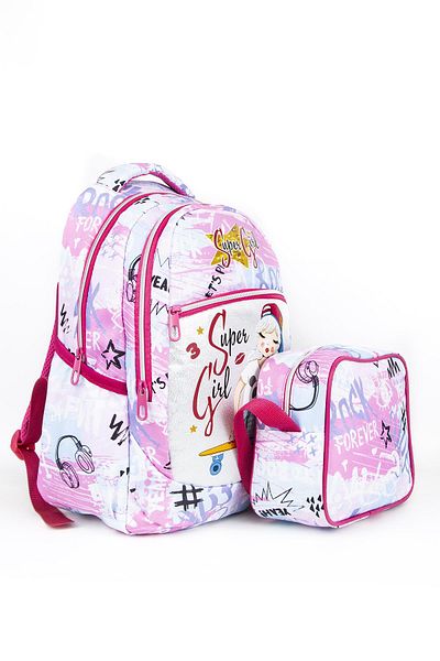 Necati Çanta Primary School Bag with Lunch Box Water Green