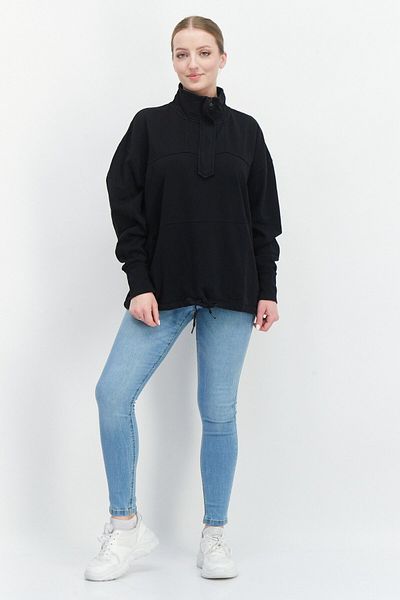 O'Neill Women High Neck Long Sleeve Plain Sweatshirt, Black