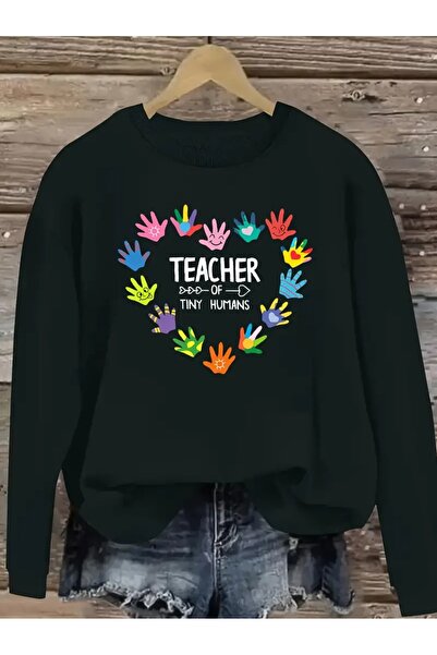 WOODROFFE 24 Νοεμβρίου Ημέρα Δασκάλων Μαύρο φούτερ με στάμπα με λαιμόκοψη