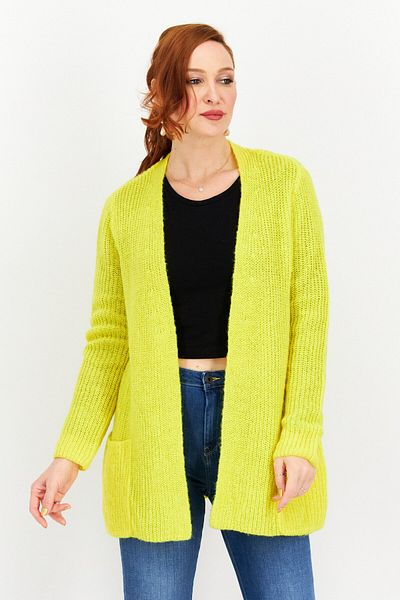 TAIFUN Women Open Front Knitted Cardigan, Yellow