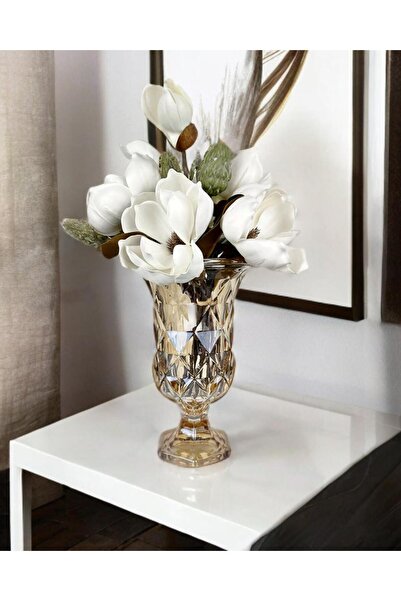 PEKİBU Ayaklı Prizma Cam Vazo Gold 28x18 Cm