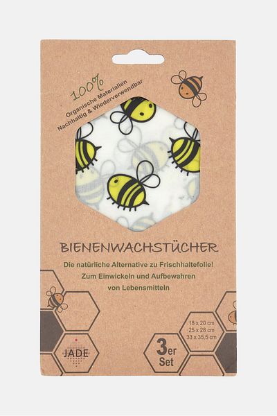 JADE 3 Pieces Beeswax Wrap Set, White Combo