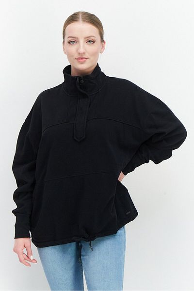O'Neill Women High Neck Long Sleeve Plain Sweatshirt, Black