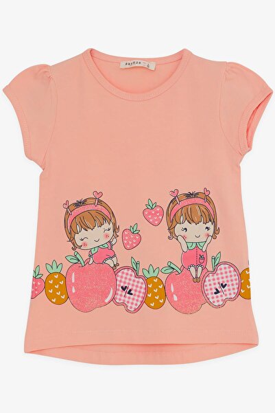 Breeze Girl's Capri Tights Suit, Apple Pattern, 1-4 Years, Salmon