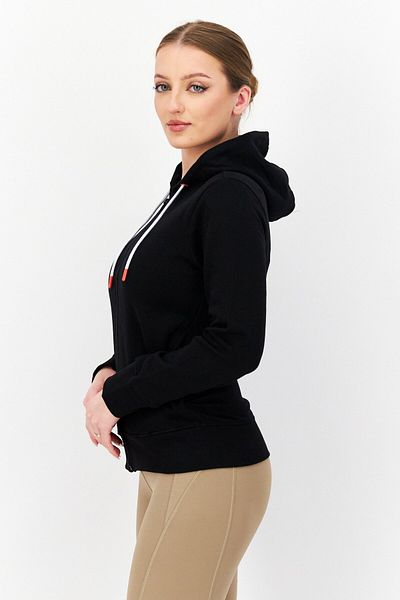 DIFUZED Women Hooded Long Sleeve Full Zip Embroidered Sweatshirt, Black