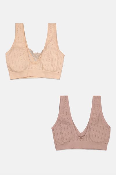 REAL Women 2 Pack Lightly Padded Seamless Textured Bralette, Tan