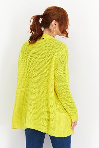TAIFUN Women Open Front Knitted Cardigan, Yellow