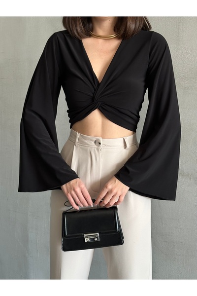 ELBEY Önü Bürgülü İspanyol Kol Uzun Kollu Bluz