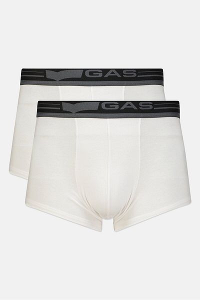 GAS Men 2 Pieces Brand Logo Pull On Brief, White