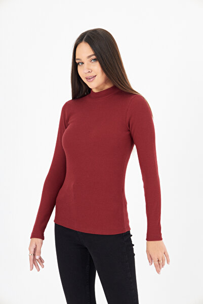 ESPİNA Women's Ribbed Camisole Turtleneck Knitted Blouse