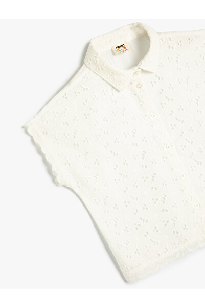 Koton Scalloped Crop πουκάμισο κοντό μανίκι