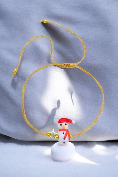 PETEK AKSESUAR Christmas Themed Handmade Glass Murano Anklet Bracelet