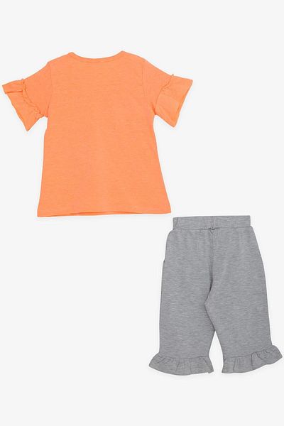 Breeze Girl's Capri Trousers Suit with Embroidered Bow, 1.5-5 Years, Neon Orange