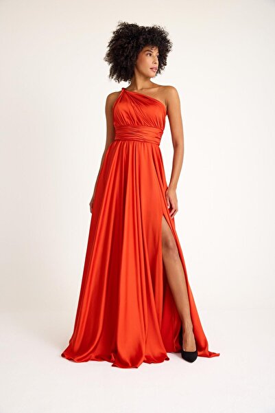 MAXXE 4923ST Helen Tek Omuz Saten Elbise