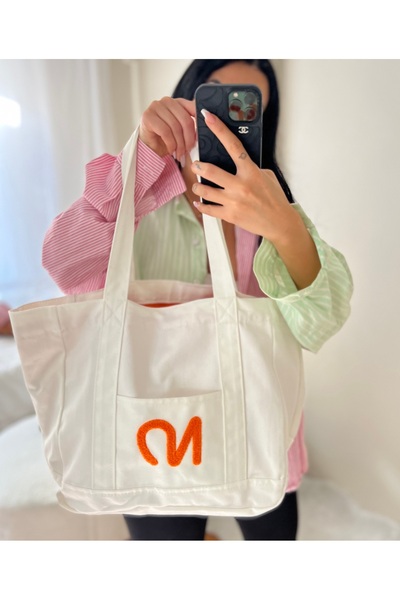 ZEYZEYBUTİK SANSE GABARDİN İÇİ BÖLMELİ BEYAZ ÇANTA