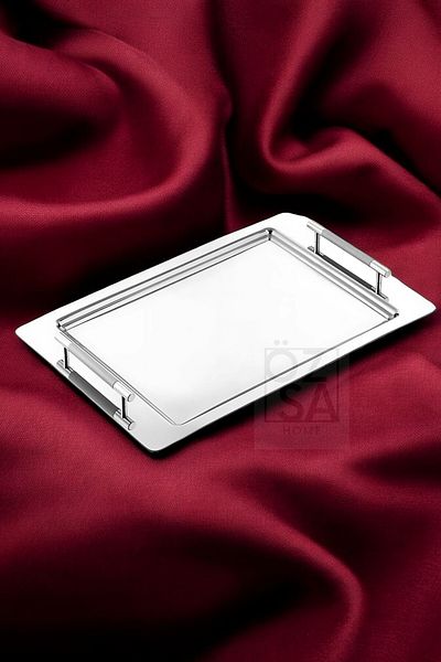 ÖzSa Home Tiamo Ela Premium - 18/10 Stainless Steel with Handles Promise Engagement Service and Tea Tray