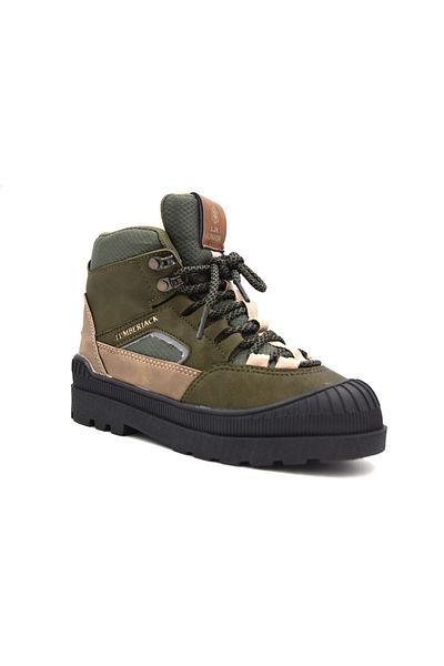 lumberjack Sıpena 3pr - Παιδικές μπότες Khaki, Αντιολισθητική σόλα Thermo, κορδόνια και φερμουάρ