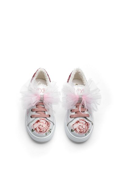 Baby DS Tenis cu flori alb