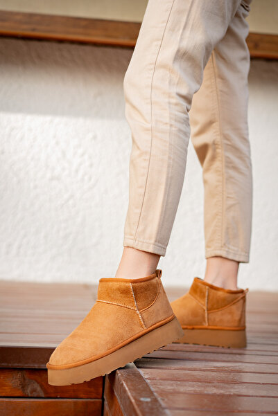 Freemax Γυναικείες μίνι μπότες με ψηλή σόλα και ελαφρύ - Ολόσωμη γούνα, μαύρισμα