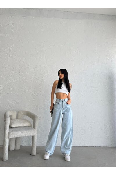 TSSHOP COLLECTİON Kar Yıkama Baggy Palazzo Kot Pantolon