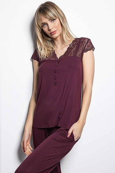 MONAMİSE Set de pijamale cu mânecă scurtă Monamise 18420 - Roșu Claret
