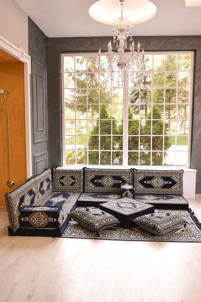 BAKIRÖZÜ HOME Şark Köşesi Takımı Konsepti Yahyalı Lacivert Modeli Koltuk Takı...