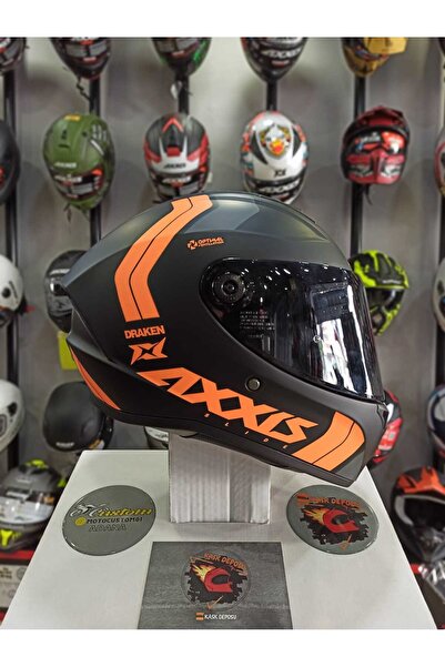 AXXIS Draken S Slide B4 Turuncu Full Face Kapalı Kask