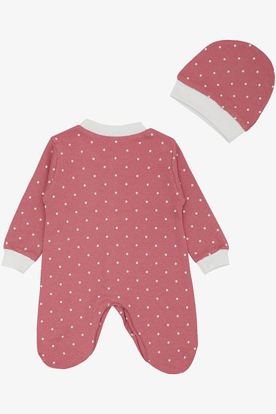 Breeze 0-6 Months Baby Girl Polka Dot Dried Rose Jumpsuit