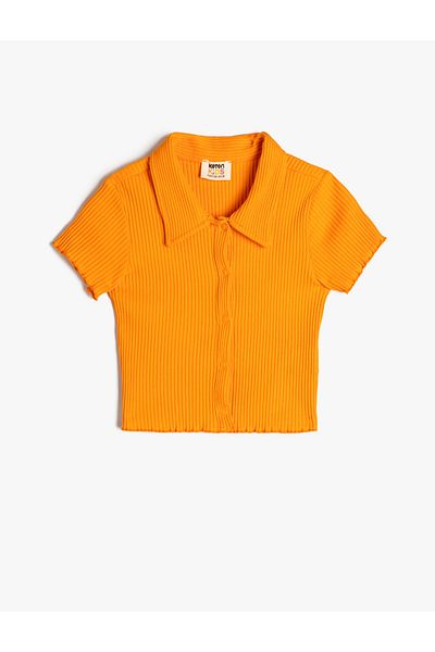 Koton Cotton Polo Neck Ribbed T-Shirt