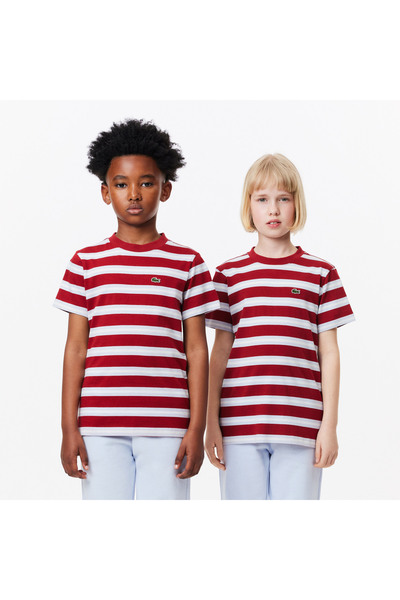 Lacoste Çocuk Bisiklet Yaka Çizgili Kırmızı T-Shirt