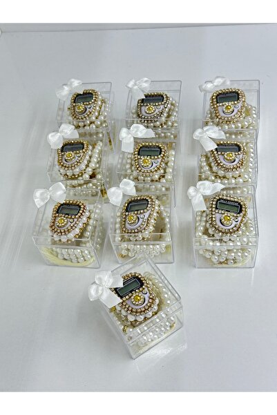 Berloti 10 lu Özel Hediye Kutusuda Taşlı Zikirmatik ve İnci Tespih