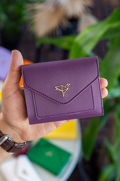 Garbalia Portofel de damă din piele vegană Columbia Mini Plum cu compartiment pentru monede și o mulțime de suporturi pentru carduri