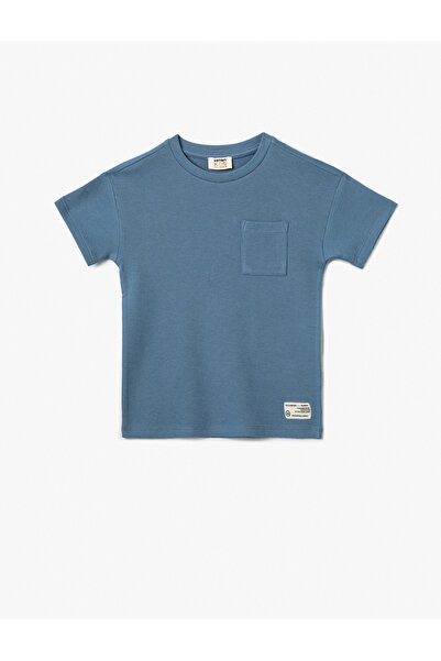 Koton Základní tričko s krátkým rukávem a výstřihem do kapsy Bavlna