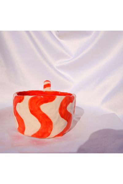 Lily & Loly Ceramics New Year's Series "lollipop" Xl Mug - Mug with Red Candy - Handmade Ceramic Mug 200 Ml