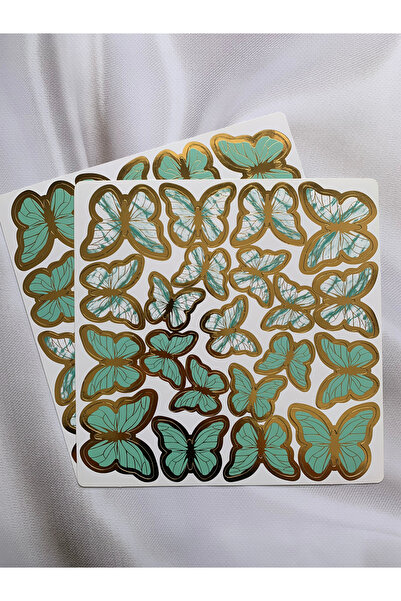 eylülün etiket fabrikası Altın Varaklı Kelebek Paketleme / Pasta / Parti Süsü...