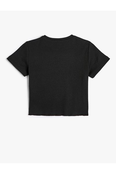 Koton T-Shirt Short Sleeve Crew Neck Heart Window Detailed Camisole