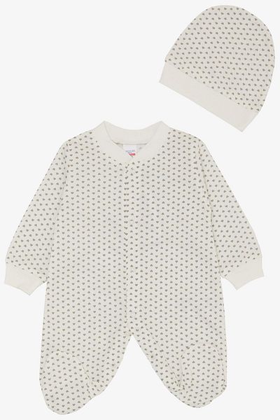Breeze White Baby Girl Jumpsuit with Booties, Little Heart Pattern, 0-6 Months