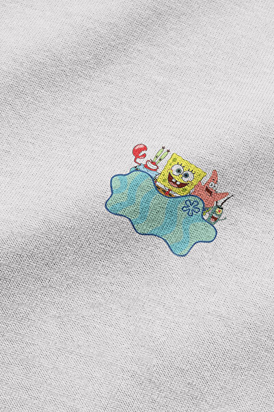 Overoz Πίσω μέρος με τύπωμα με κουκούλα oversized Φούτερ Εκρού Φούτερ με κουκούλα H1232