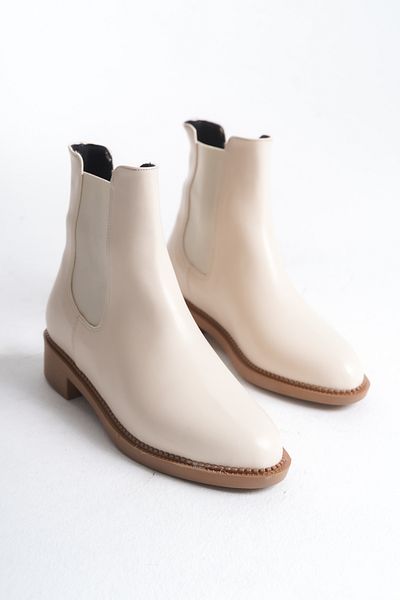 Santamarina Γυναικεία Vanessa Beige Skin Rubber Λεπτομερή κοντά μποτάκια