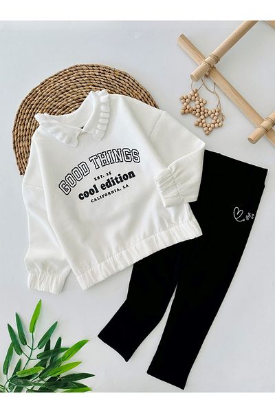 Minigimin Cicileri Good Things White-Black Girl's Set - My Mini's Flowers (4-10 Years)